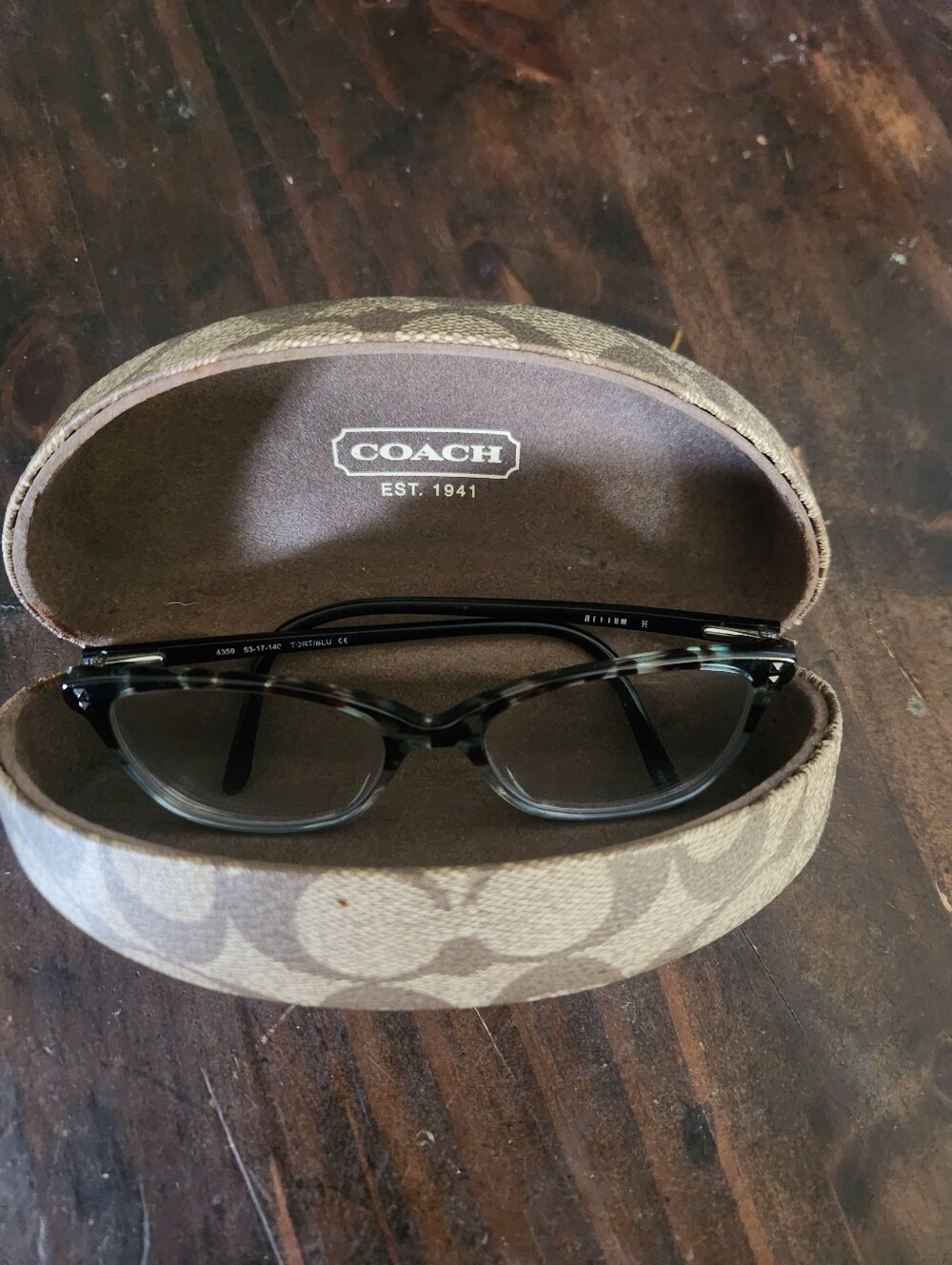 Coach Brown Hardshell/ Tortoiseshell Eyeglass Case